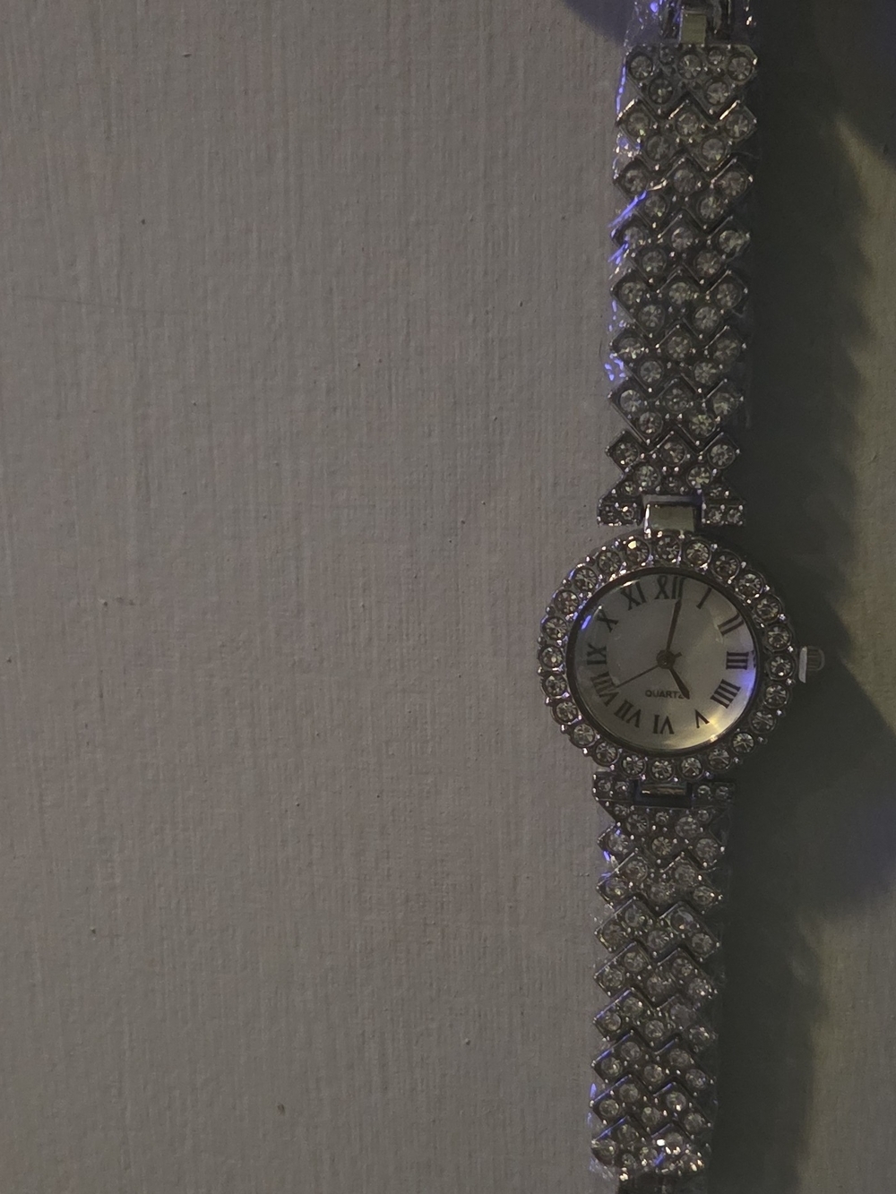 Silver Crystal-Embellished Women's Bracelet Watch